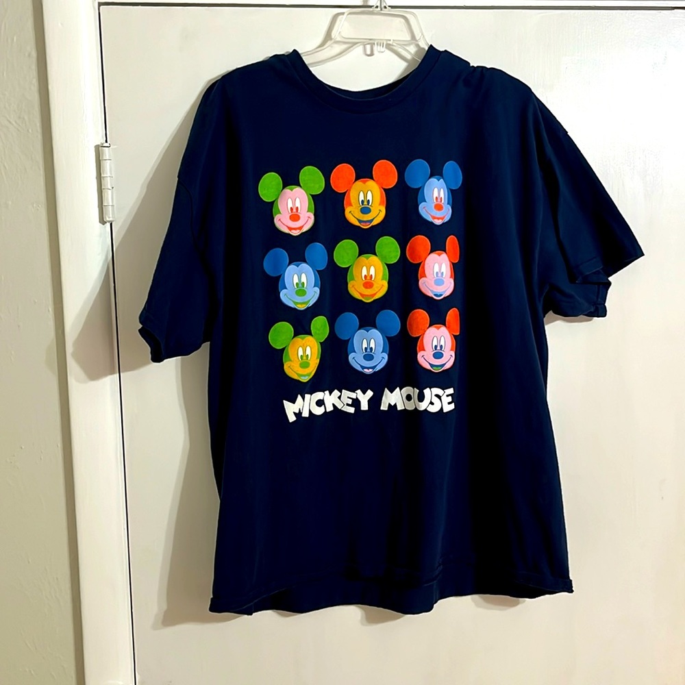 Mickey Mouse T-shirt, dark blue, multiple colors of Mickey
